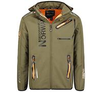 Geographical Norway Royaute Men Distribrands - Veste Softshell Homme Impermeable - Manteau Respirant À Capuche Outdoor - Blouson Coupe Vent Tactique Resistant Hiver (KAKI ORANGE L)