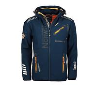 Geographical Norway ROYAUTE MEN - Veste Softshell Homme Impermeable - Manteau À Capuche Outdoor - Blouson Coupe Vent Tactique Resistant Hiver - Activites En Exterieur (Marine/Orange XL)