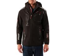 Geographical Norway ROYAUTE MEN - Veste Softshell Homme Impermeable - Manteau À Capuche Outdoor - Blouson Coupe Vent Tactique Resistant Hiver - Activites En Exterieur (Noir/Noir 3XL)