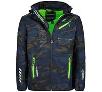 Geographical Norway ROYAUTE MEN - Veste Softshell Homme Impermeable - Manteau À Capuche Outdoor - Blouson Coupe Vent Tactique Resistant Hiver - Activites En Exterieur (CAMO Marine / Vert, M)