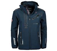 Geographical Norway ROYAUTE MEN - Veste Softshell Homme Impermeable - Manteau À Capuche Outdoor - Blouson Coupe Vent Tactique Resistant Hiver - Activites En Exterieur (Marine/Noir S)