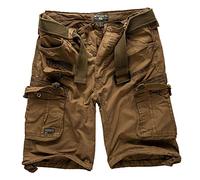 Geographical Norway Short cargo Bermuda avec ceinture Short Hunter en lot avec bandana UD, Kaki 4, L