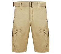 Geographical Norway Short pour Homme Pratique Perle Short Homme avec Ceinture brodée - Beige - Large