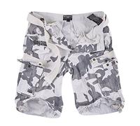 Geographical Norway Shorts Cargo Bermudas avec Ceinture Short Hunter im Bundle avec UD Bandana - Blanc Camouflage, S
