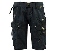 Geographical Norway Shorts Cargo Bermudas avec Ceinture Short Hunter Im Bundle avec UD Bandana - Bleu Marine Camouflage, M
