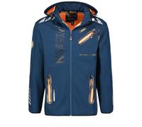 Geographical Norway Softshell ROYAUTE DB MEN 068 noir (WY1999H/GN/Black/Orange), coupe-vent, avec membrane, capuche, confortable, extérieur, Bleu marine/orange, L