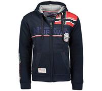 Geographical Norway Sweat à Capuche en Molleton entièrement zippé pour Homme modèle Faponie, Existe en 4 Coloris (S-XXXL) (S, Marine)