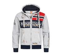 Geographical Norway Sweat à Capuche entièrement zippé en Molleton pour Homme modèle Flyer,L,Gris Clair