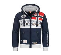 Geographical Norway Sweat à Capuche entièrement zippé en Molleton pour Homme modèle Flyer,XL,Bleu Marine