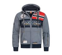 Geographical Norway Sweat à Capuche entièrement zippé en Molleton pour Homme modèle Flyer,XL,Gris
