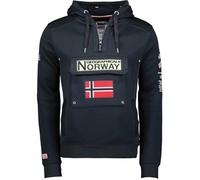 Geographical Norway Sweat à capuche pour homme, avec demi-fermeture éclair et sac banane, sweat à capuche à manches longues, production décontractée de BANS de loisirs, bleu marine, L
