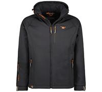 Geographical Norway Taboo Men - Veste Homme Softshell Capuche Impermeable - Manteau Polaire Blouson Coupe Vent Resistant Travail - Vetement Randonnee Ski Automne Hiver Printemps (Gris Fonce XXL)