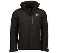 Geographical Norway Taboo Men - Veste Homme Softshell Capuche Impermeable - Manteau Polaire Blouson Coupe Vent Resistant Travail - Vetement Randonnee Ski Automne Hiver Printemps (Noir XXL)
