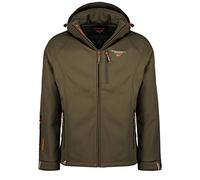 Geographical Norway Taboo Men - Veste Homme Softshell Capuche Impermeable - Manteau Polaire Blouson Coupe Vent Resistant Travail - Vetement Randonnee Ski Automne Hiver Printemps (Kaki XL)