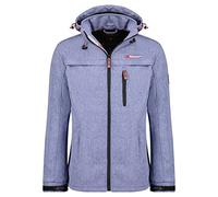 Geographical Norway tarmak men Veste Softshell Capuche Homme Impermeable - Manteau Outdoor Blouson Coupe Vent Tactique Resistant - Randonnee Ski Automne Hiver Printemps (Bleu 3XL)