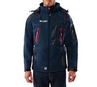 Geographical Norway Techno Softshell Veste Homme Capuche Detachable,L,Bleu Marine