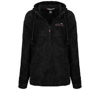 Geographical Norway Tilda Lady - Polaire Femme Fine Longue Chaude Capuche Fermeture Zip - Veste Automne Hiver Printemps Chaud Femmes - Longues Manches Pull Fourrure Doux Confort Outdoor (Noir M)