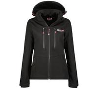 Geographical Norway Timmex Lady - Veste Femme Softshell Capuche Impermeable - Manteau Polaire Blouson Coupe Vent Resistant Travail - Vetement Randonnee Ski Automne Hiver Printemps (Noir Noir XL)