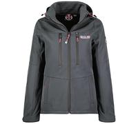 Geographical Norway Timmex Lady - Veste Femme Softshell Capuche Impermeable - Manteau Polaire Blouson Coupe Vent Resistant Travail - Vetement Randonnee Ski Automne Hiver Printemps (Gris Fonce Noir L)