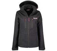 Geographical Norway Timmex Lady - Veste Femme Softshell Capuche Impermeable - Manteau Polaire Blouson Coupe Vent Resistant Travail - Vetement Randonnee Ski Automne Hiver Printemps (Marine Noir L)