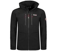 Geographical Norway Timmex Men - Veste Homme Softshell Capuche Impermeable - Manteau Polaire Blouson Coupe Vent Resistant Travail - Vetement Randonnee Ski Automne Hiver Printemps (Noir 3XL)