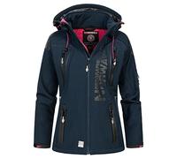 Geographical Norway Tisland Lady Distribrands - Veste Softshell Femme Impermeable - Blouson A Capuche Coupe Vent Resistant Hiver - Activites En Exterieur Randonnée (Marine/Rose XL Taille 4)