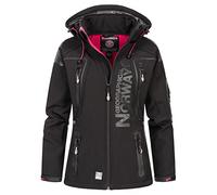 Geographical Norway Femme Softshell Veste D'Extérieur Tassion Capuche Détachable - Noir/Flashy Rose, L