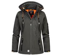 Geographical Norway TISLAND LADY - Veste Softshell Femme Impermeable - Jacket À Capuche Outdoor - Blouson Coupe Vent Resistant Hiver - Activites En Exterieur Randonnée GRIS - XL