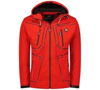 Geographical Norway Topere Men - Veste Homme Softshell Capuche Impermeable - Manteau Polaire Blouson Coupe Vent Resistant Travail - Vetement Randonnee Ski Automne Hiver Printemps (Rouge M)