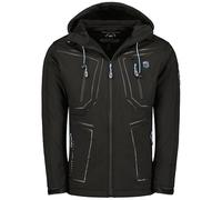 Geographical Norway Topere Men - Veste Homme Softshell Capuche Impermeable - Manteau Polaire Blouson Coupe Vent Resistant Travail - Vetement Randonnee Ski Automne Hiver Printemps (Noir L)