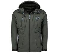 Geographical Norway Topere Men - Veste Homme Softshell Capuche Impermeable - Manteau Polaire Blouson Coupe Vent Resistant Travail - Vetement Randonnee Ski Automne Hiver Printemps (Gris Fonce M)