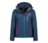 Geographical Norway Touna Lady - Veste Softshell Femme Impermeable - Jacket À Capuche Outdoor - Blouson Coupe Vent Resistant Hiver (Marine_rose_flash XL Taille 4)