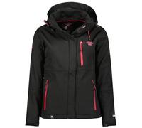 Geographical Norway Touna Lady - Veste Softshell Femme Impermeable - Jacket À Capuche Outdoor - Blouson Coupe Vent Resistant Hiver (Noir_rose_flash XL Taille 4)