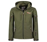 Geographical Norway Tunar Men - Veste Homme Softshell Capuche Impermeable - Manteau Polaire Blouson Coupe Vent Resistant Travail - Vetement Randonnee Ski Automne Hiver Printemps (Kaki M)