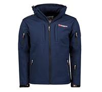Geographical Norway Tunarama Men - Veste Softshell Capuche Homme Impermeable - Manteau Outdoor Blouson Coupe Vent Tactique Resistant - Randonnee Ski Automne Hiver Printemps (Marine 3XL)