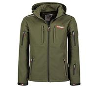 Geographical Norway Tunarama Men - Veste Softshell Capuche Homme Impermeable - Manteau Outdoor Blouson Coupe Vent Tactique Resistant - Randonnee Ski Automne Hiver Printemps (Kaki XL)