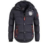 Geographical Norway VERVEINE BELL Men - Veste homme hiver - Doudoune/Blouson sportswear coupe-vent - Parka/Manteau avec capuche - Vetement manches Longues (XXL, Navy)