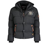 Geographical Norway VERVEINE MEN - Doudoune à Capuche Chaude Pour Homme - Blouson Manches Longues - Manteau Hommes Chaud Hiver - Veste Activities Plein Air Doublure Rembourree (Noir S)
