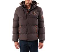 Geographical Norway VERVEINE MEN - Doudoune à Capuche Chaude Pour Homme - Blouson Manches Longues - Manteau Hommes Chaud Hiver - Veste Activities Plein Air Doublure Rembourree (Gris XL)