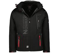 Geographical Norway Veste d'extérieur softshell fonctionnelle pour homme - Imperméable - Avec bonnet urbandreamz, noir/rouge, M