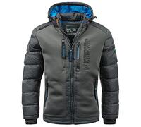 Geographical Norway IMS Production Veste matelassée à capuche pour homme - Veste chaude doublée anorak S-7XL Outdoor SKI Snowboard pour hiver/automne, Gris foncé, XXXXXL