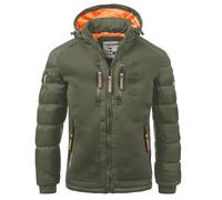 Geographical Norway Veste d'hiver matelassée à capuche pour homme, anorak doublé chaud, taille S à 7XL, pour l’extérieur, le ski, le snowboard, l’hiver, l’automne, kaki, M