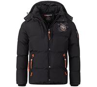 Geographical Norway Veste d'hiver matelassée pour homme - Doublée chaude Anorak - Veste de snowboard SKI d'extérieur pour l'hiver/l'automne avec bonnet UD, Verv Black, S