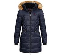 Geographical Norway Veste d'hiver pour femme avec capuche en fourrure Cora IMS avec bonnet S M L XL XXL, Debby Navy, M