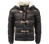 Geographical Norway - Veste matelassée pour homme - Taille S à 7XL - Veste d'hiver doublée anorak chaude - Veste d'extérieur pour hiver/automne, en combinaison avec bonnet UD, Noir Amonaï, XXL