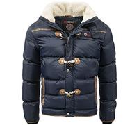 Geographical Norway - Veste matelassée pour homme - Taille S à 7XL - Veste d'hiver doublée anorak chaude - Veste d'extérieur pour hiver/automne, en combinaison avec bonnet UD, Bleu marine Amonaï, S