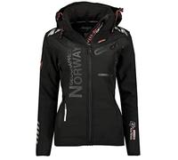 Geographical Norway Veste softshell pour femme, veste de pluie fonctionnelle pour le sport et les activités de plein air, noir/noir, XL