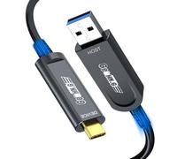 GeoHN.G Câble USB A vers USB C Fibre Optique 20M, 10Gbps Active Optical USB 3.2 Gen2 avec Puce Allemande SiliconLine, Longue Distance pour Machine Vision, Caméra 4K Logitech, VR/AR, Vidéoconférence