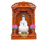 GeOinQL étagère d'autel Bouddhiste, Temple d'étagère d'autel Bouddhiste Chinois, vitrine en Bois sculpté for Le Dieu de la Richesse Guan Gong