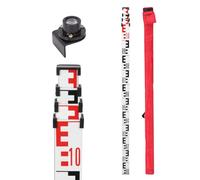 GEOLENI Niveau d'alignement en aluminium, tige télescopique de nivellement 4m, tiges de mesure avec bulle de niveau pour lasers de ligne croisée et lasers rotatifs